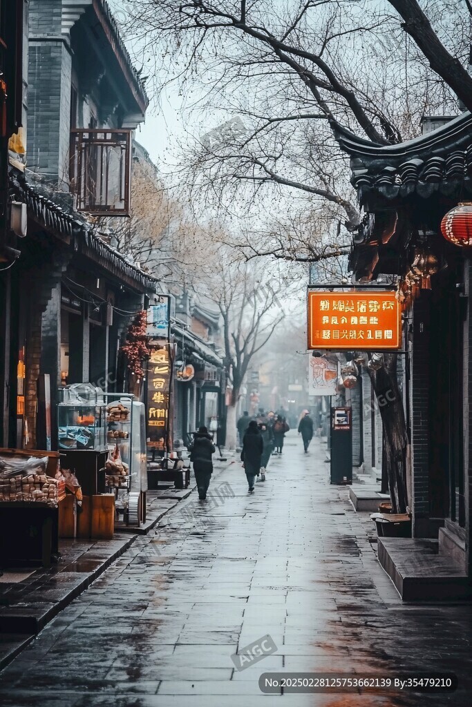 雨后古街韵味