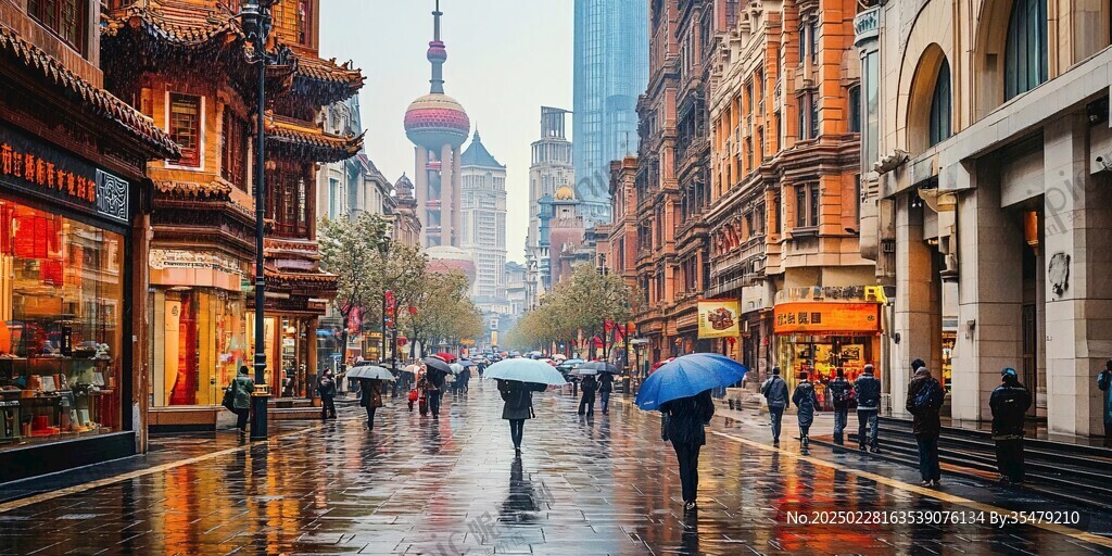 雨中的城市街道