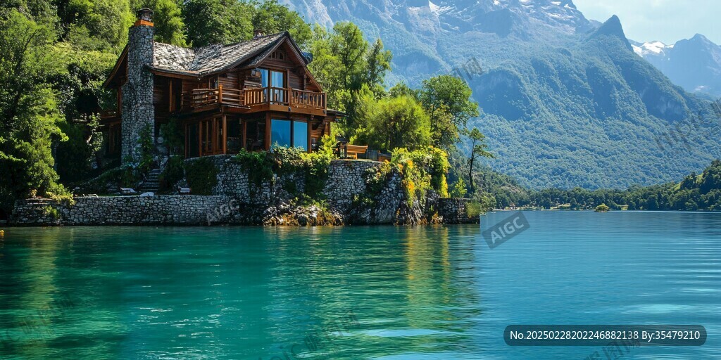碧水静谧的山间小屋