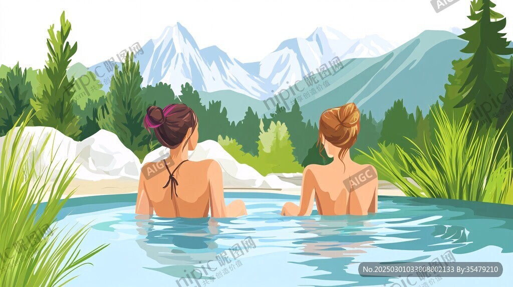 山间温泉的宁静时刻