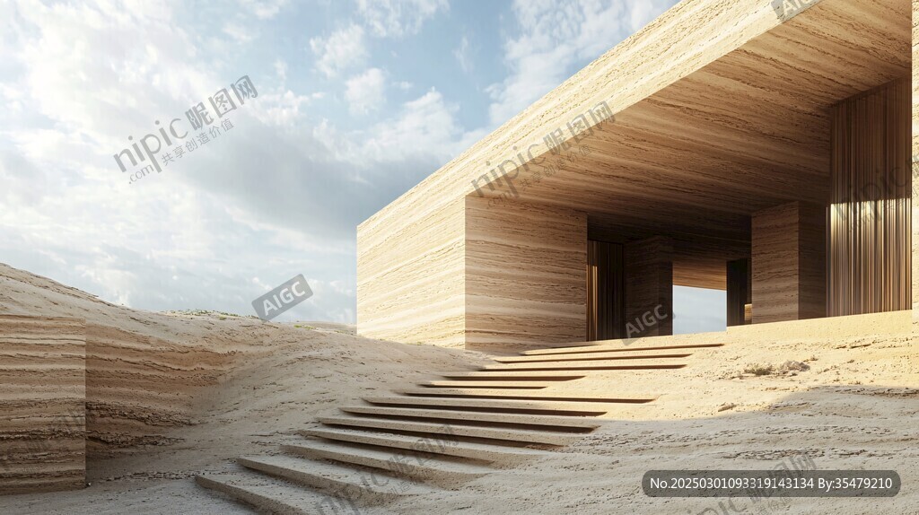 沙漠中的现代建筑