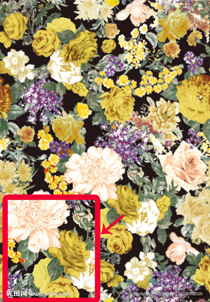 金色大花乱花数码