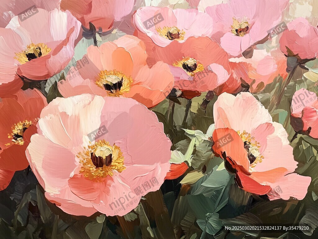 粉色花海之印象派风格