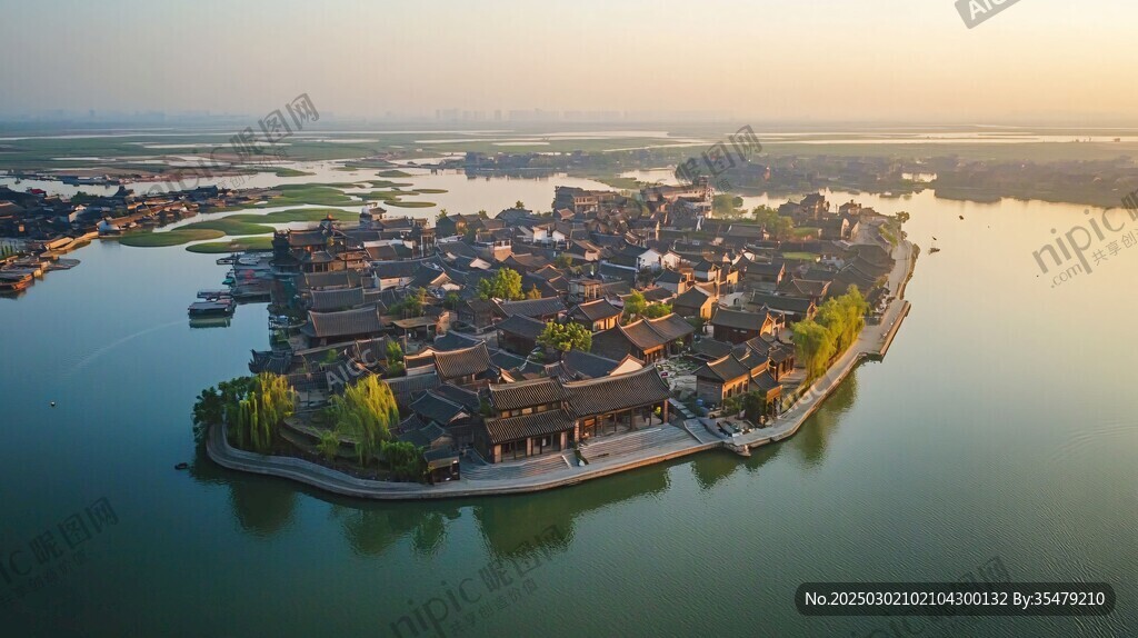 翩翩飞扬的风筝 绚丽的晚霞 古老的建筑群 碧绿的湖泊 宁静的乡村 飞翔的鸟儿 美丽的风景 中国风情