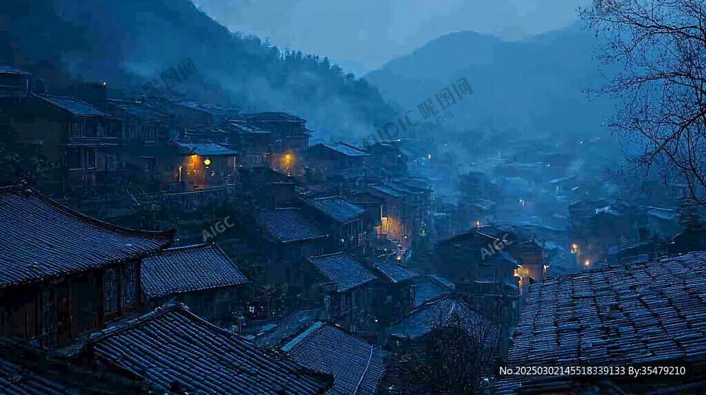 夜幕下的古镇风情