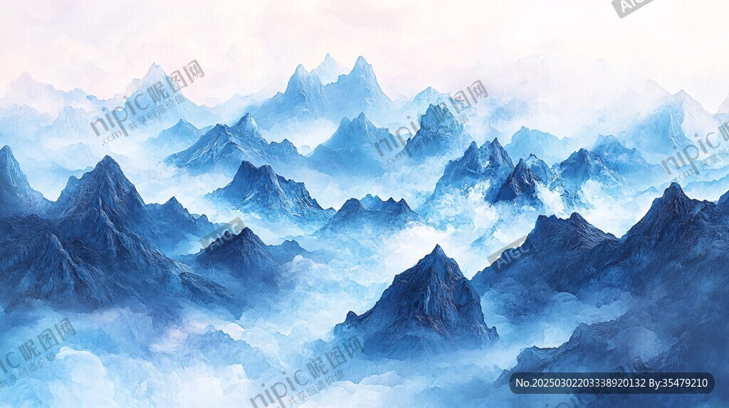 云雾缭绕的山脉风景