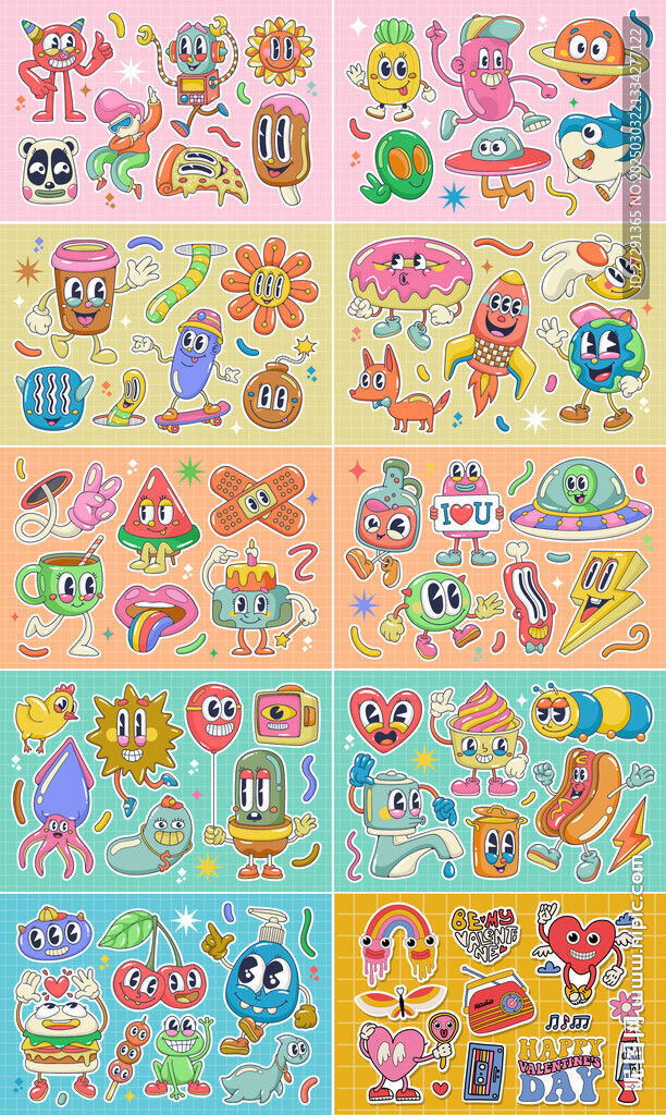 趣味手绘插画贴纸