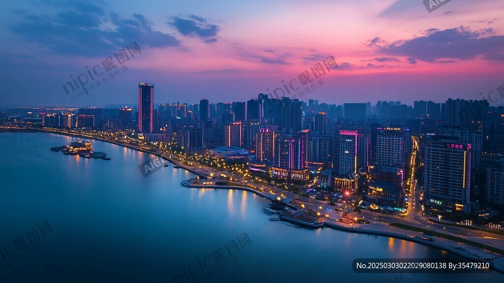 晚幕下的城市风光