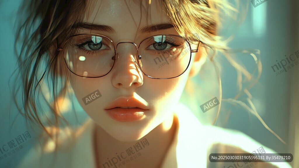 眼镜下的沉思少女