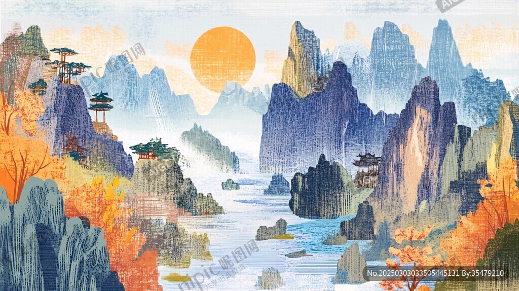 秋日山水画