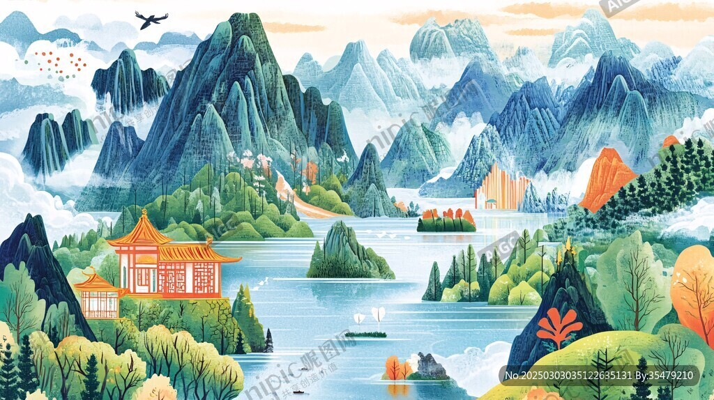 山水画中的中国风景