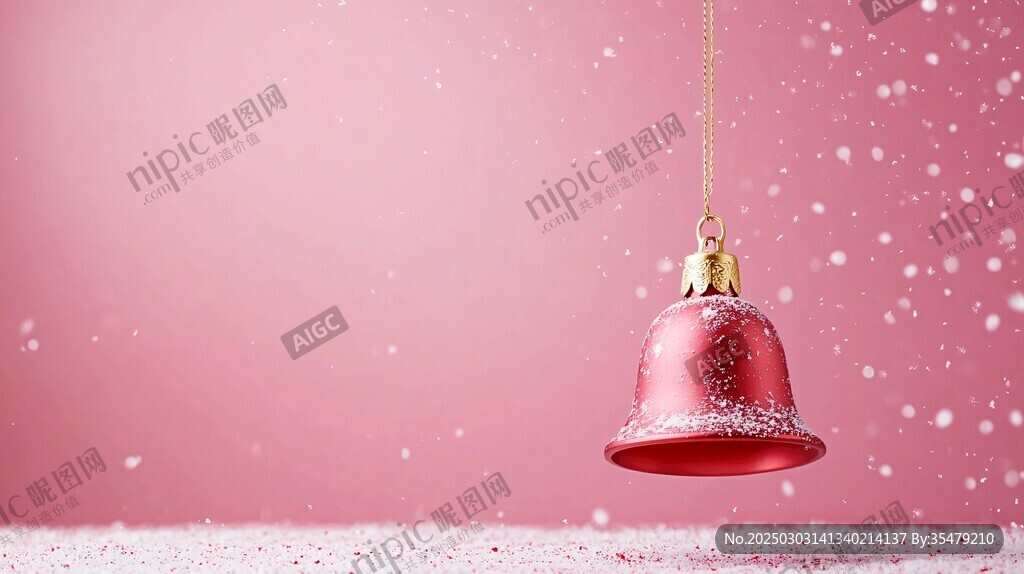 粉色圣诞铃铛 雪中飘荡