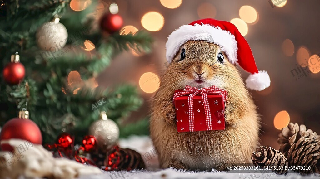 圣诞节的可爱小兔子