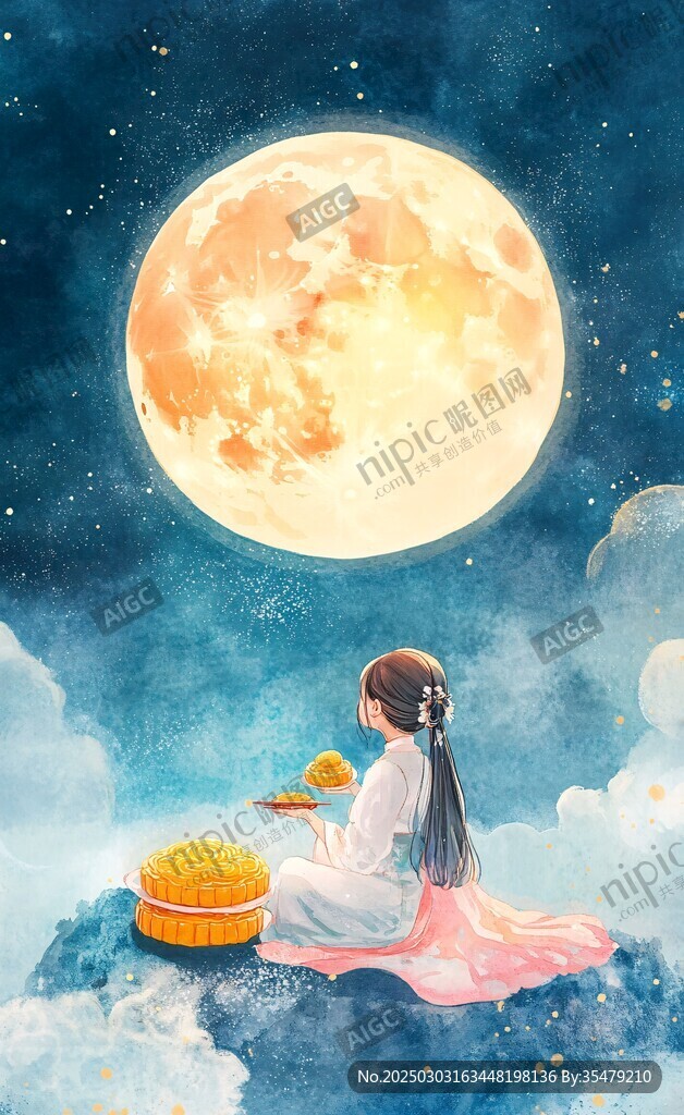 满月下的宁静夜晚