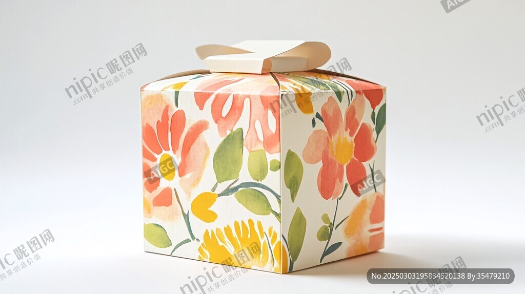 彩色花卉图案的纸质礼品盒