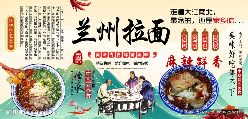 兰州拉面背景墙