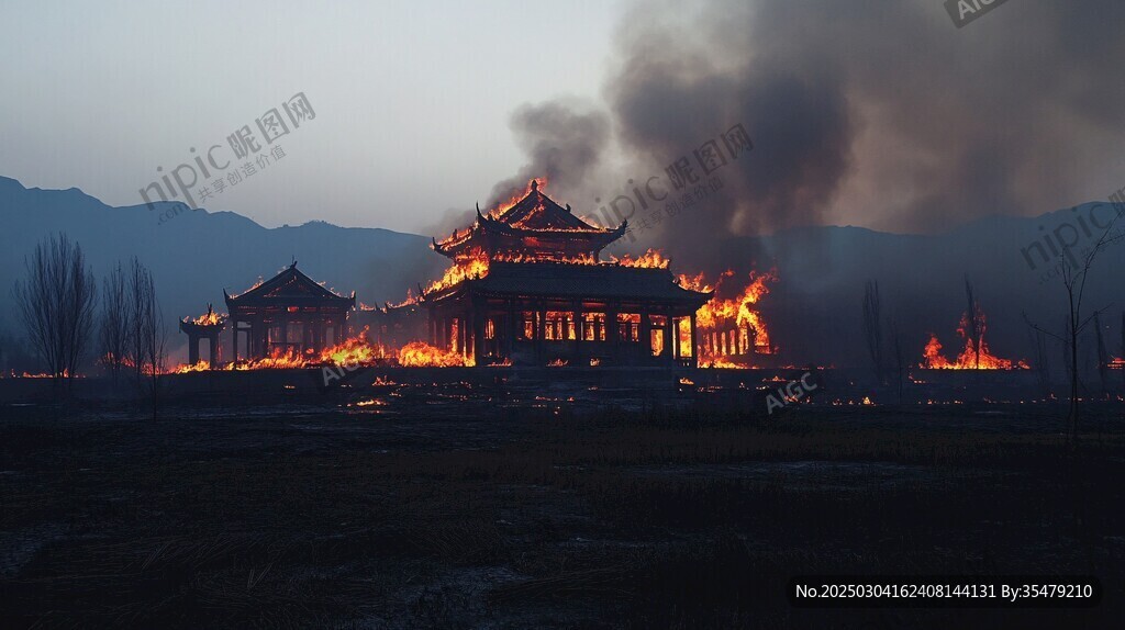 山区传统建筑遭遇火灾