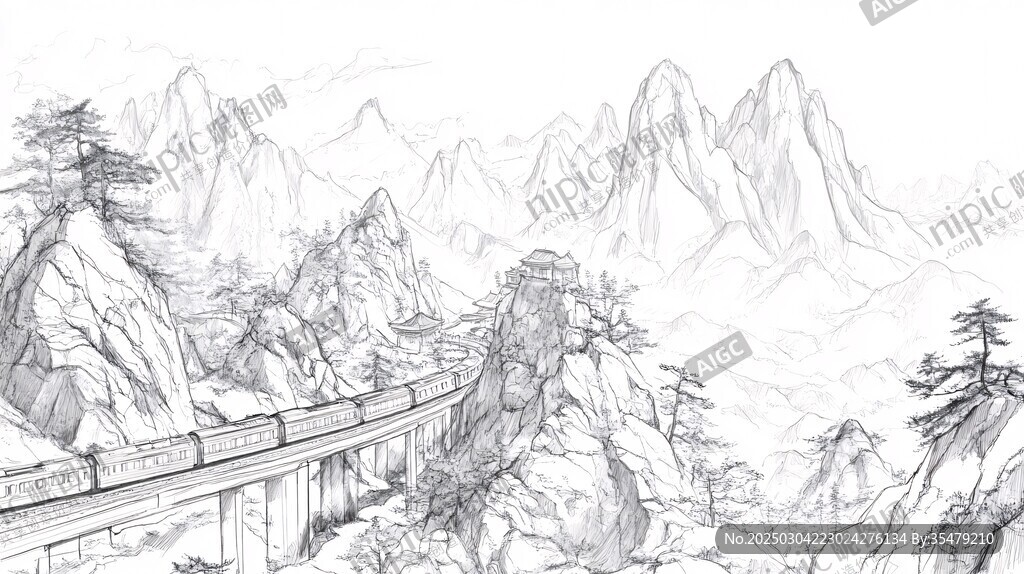 山脉中的火车之旅