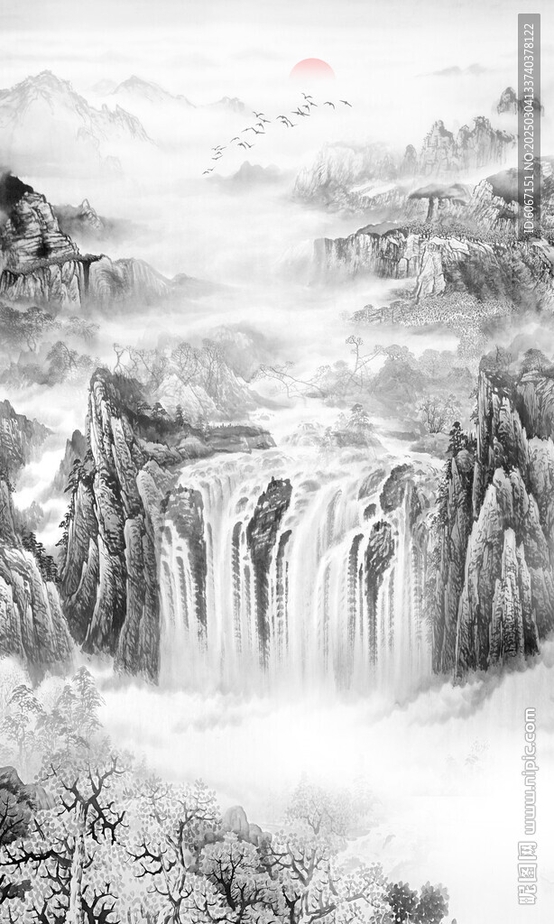 竖幅山水画