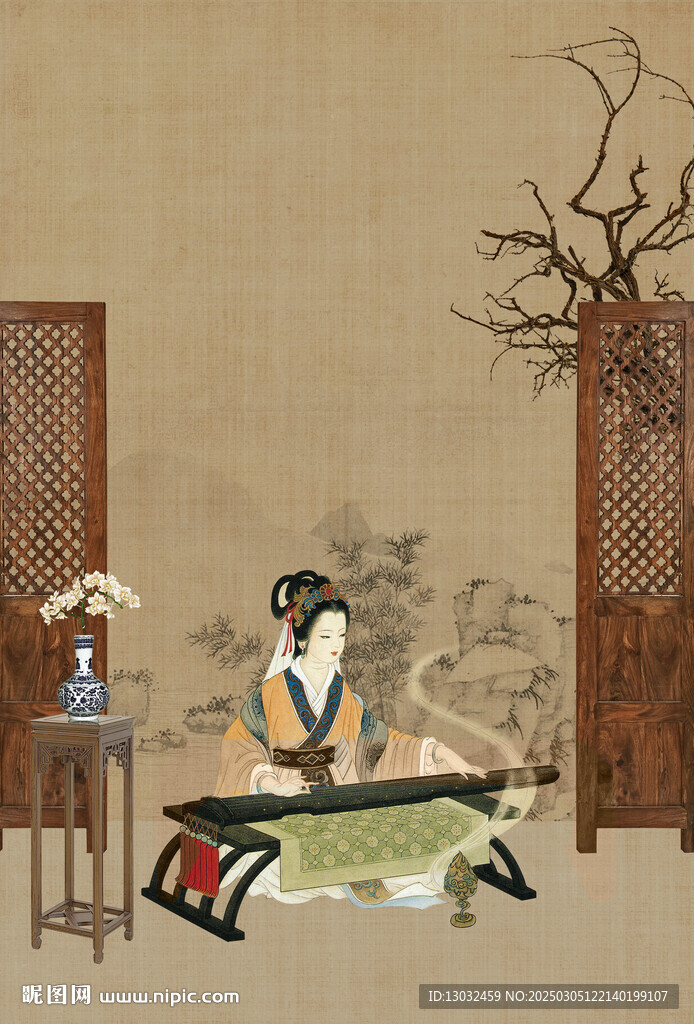 美女古琴