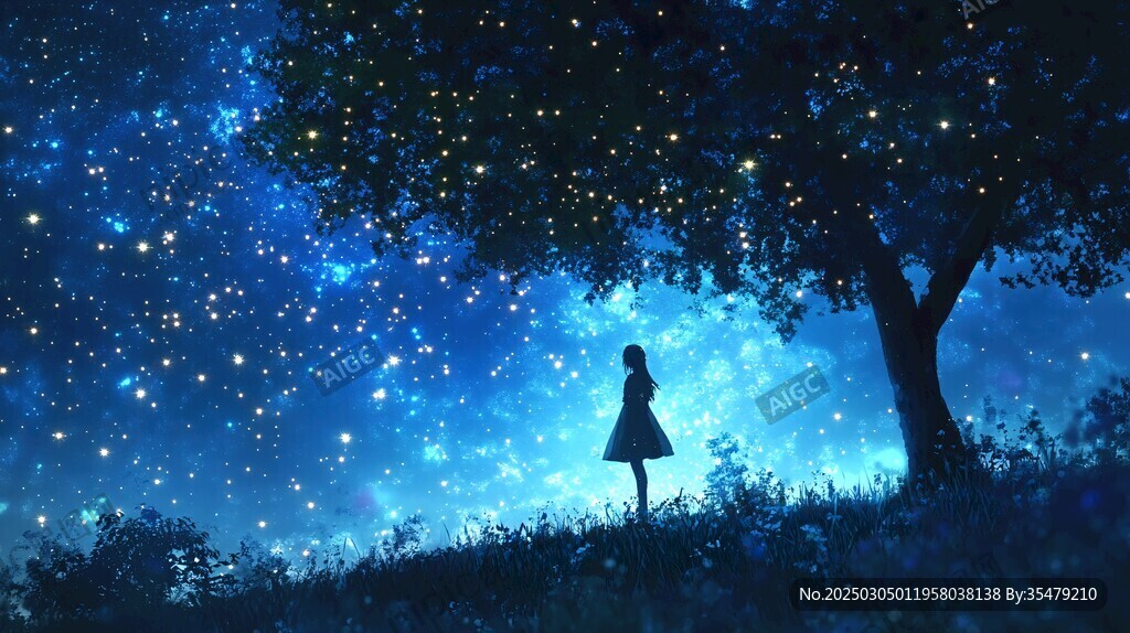 星光下的孤独女孩