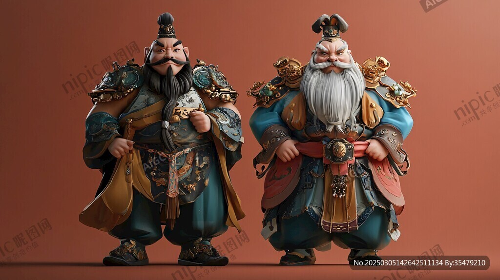 古代中国武士风格的3D角色模型