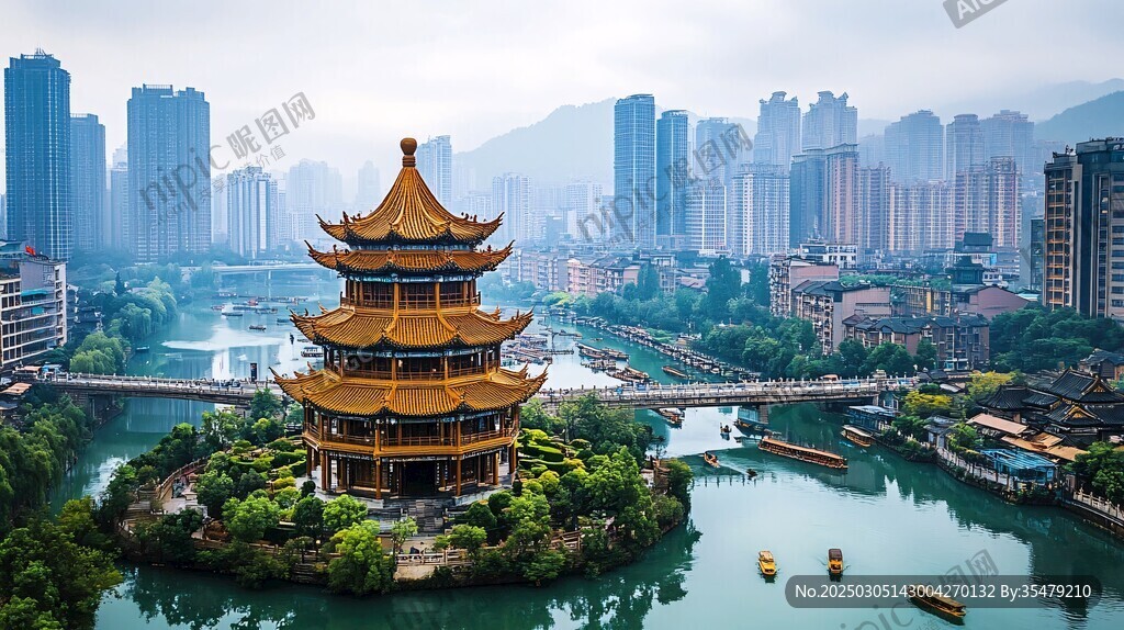 城市风光 江南水乡 黄鹤楼 绿色生态 现代都市 中国传统建筑 旅游景点 城市规划 高楼大厦 河流 船