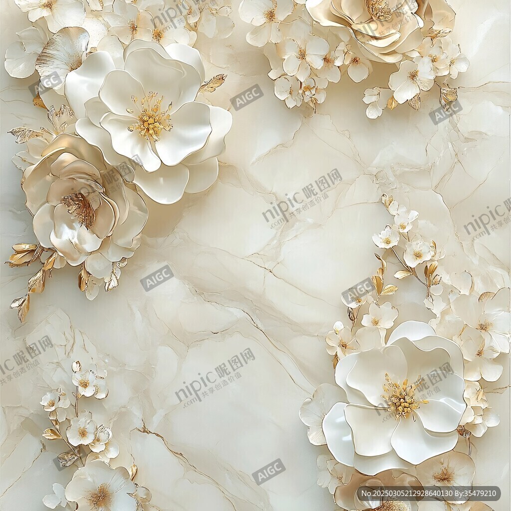白金花卉大理石纹理