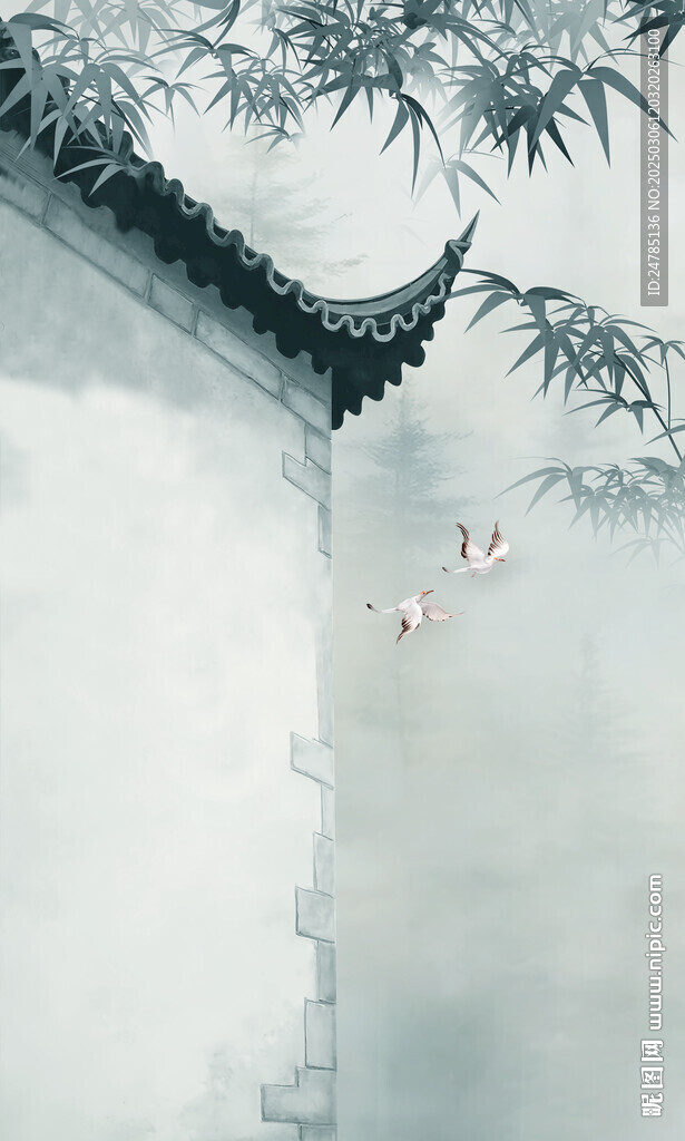 新中式水墨竹子背景