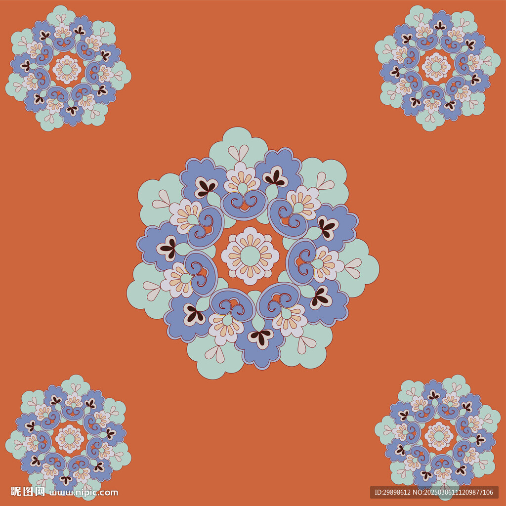 敦煌图案团花如意纹