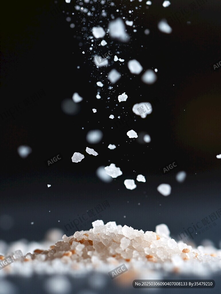 晶莹剔透的盐粒飞舞