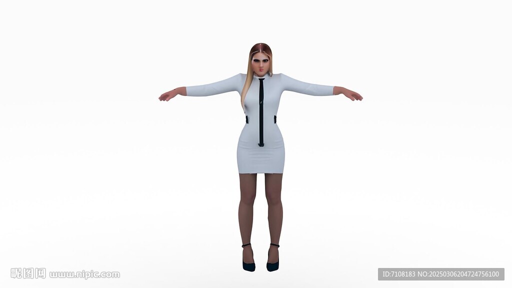 3d女生绑定骨骼模型