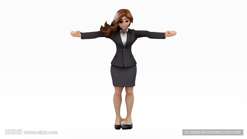 3d角色女性绑定骨骼模型