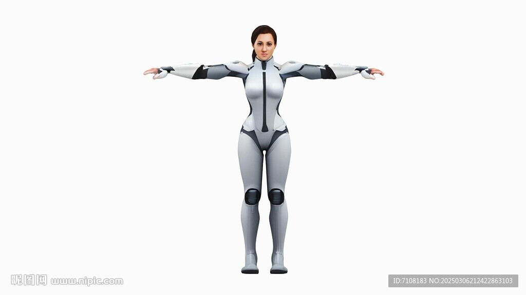 3d女机器人绑定骨骼模型