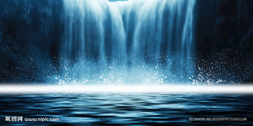 流水招财生财瀑布装饰画