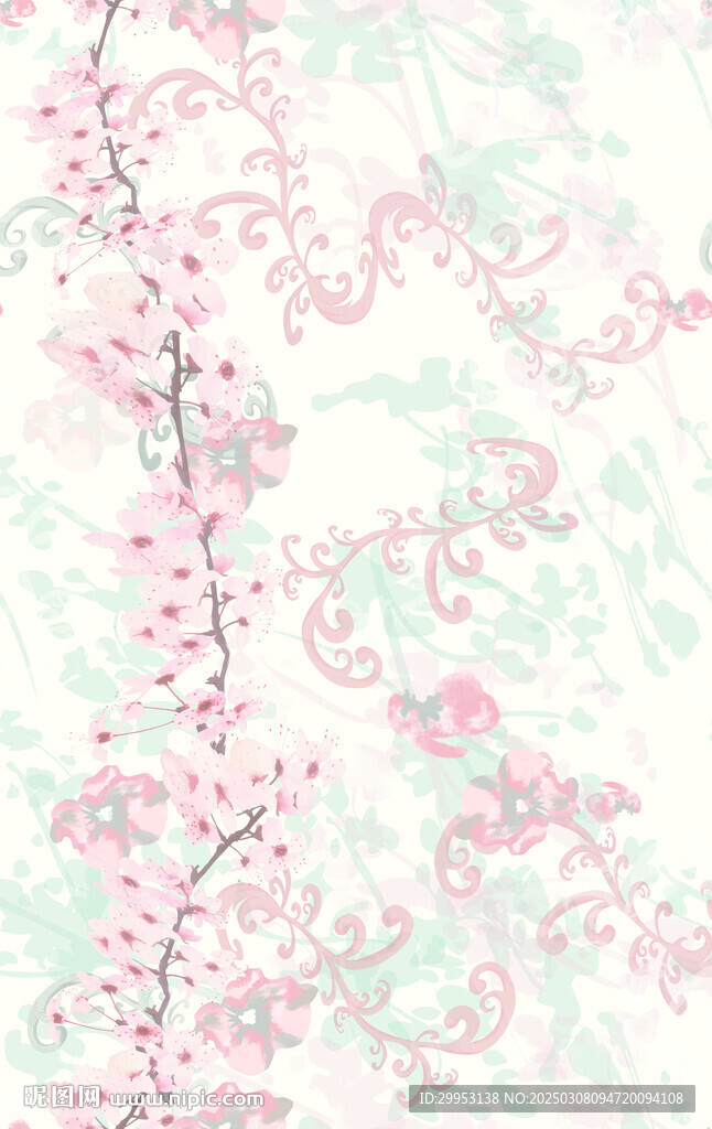 手绘花桃花