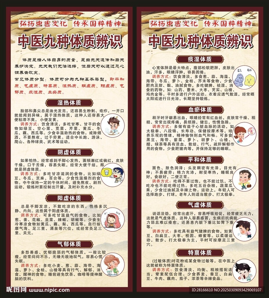 中医九种体质辨识展架