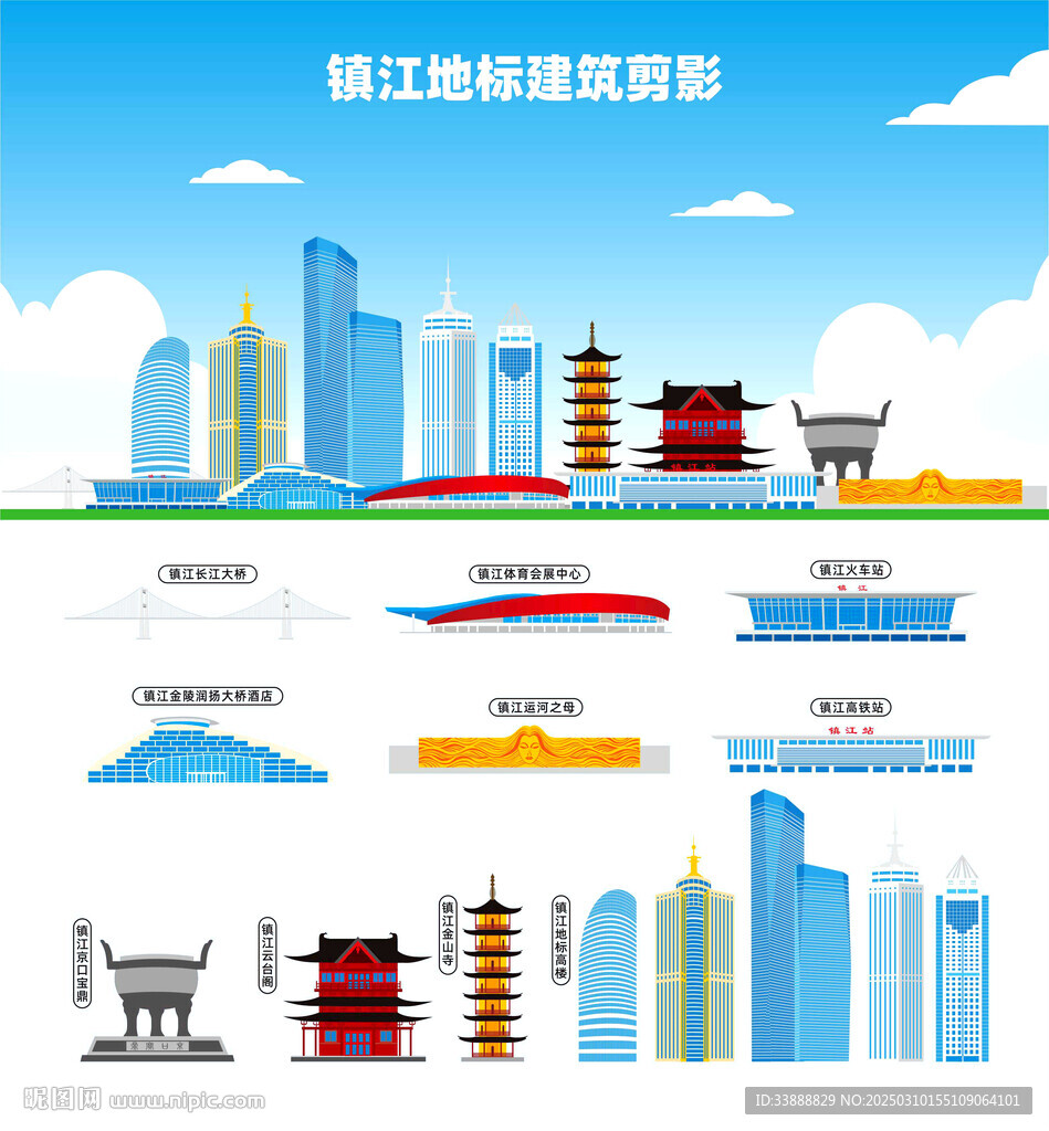 镇江地标建筑剪影