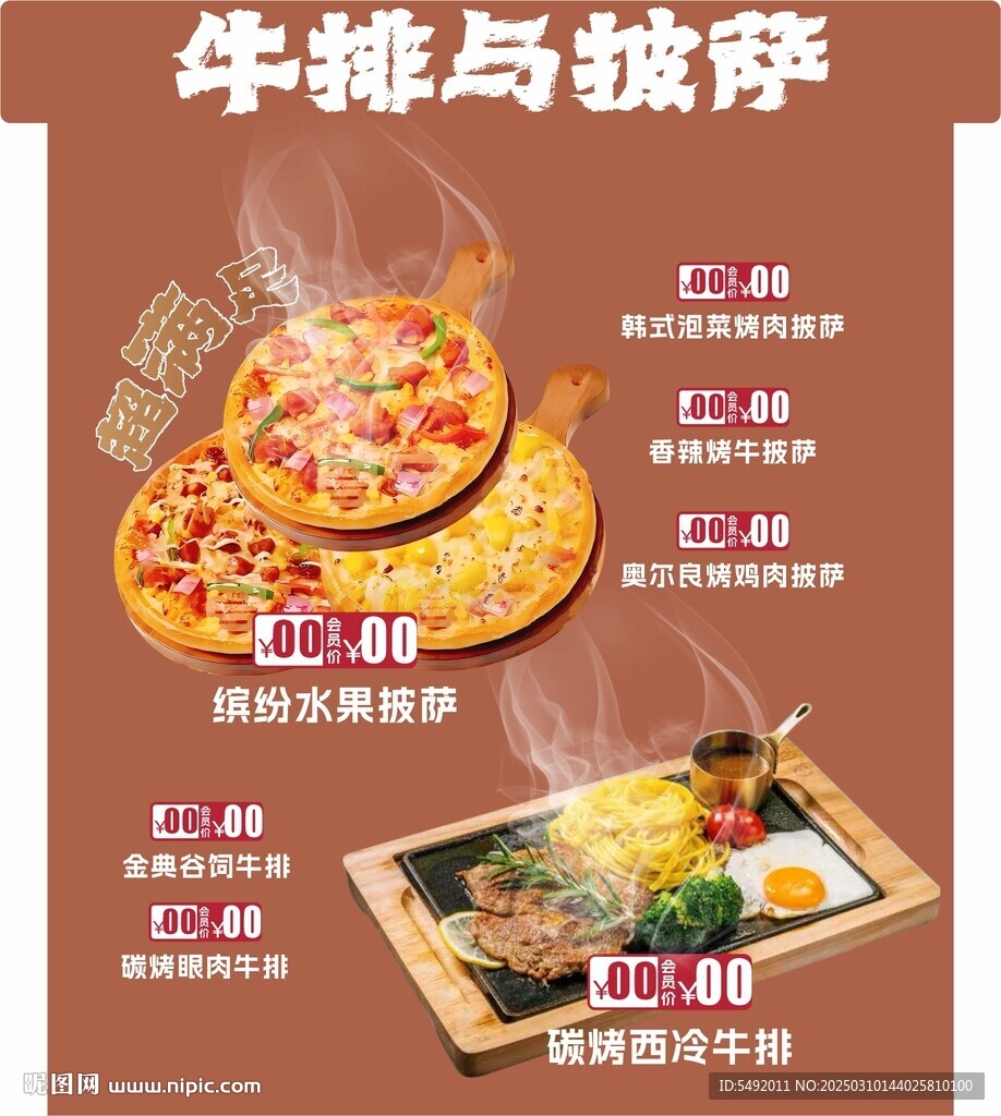 披萨牛排海报
