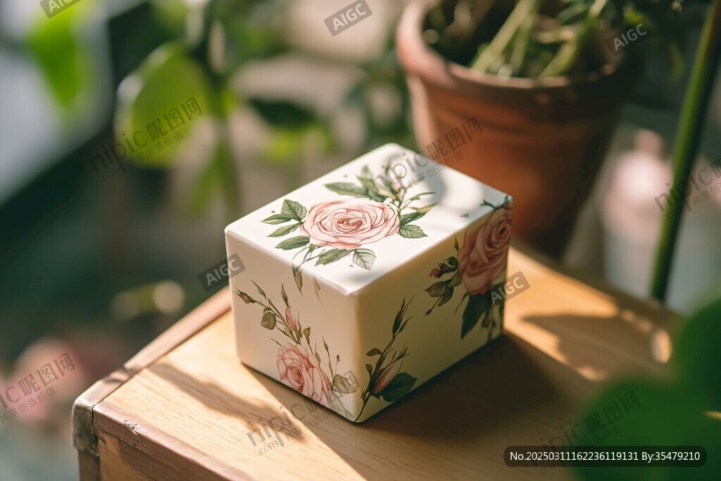 复古花卉图案的礼品盒
