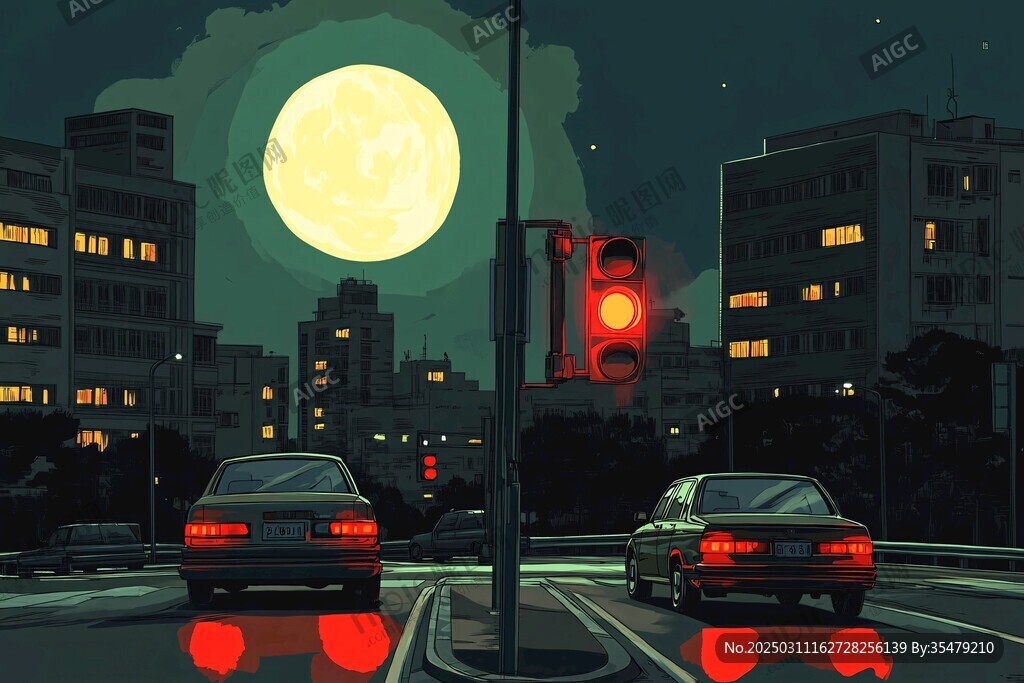 夜幕下的城市街道