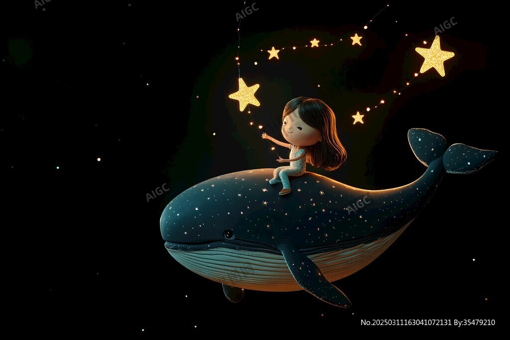鲸鱼女孩星空