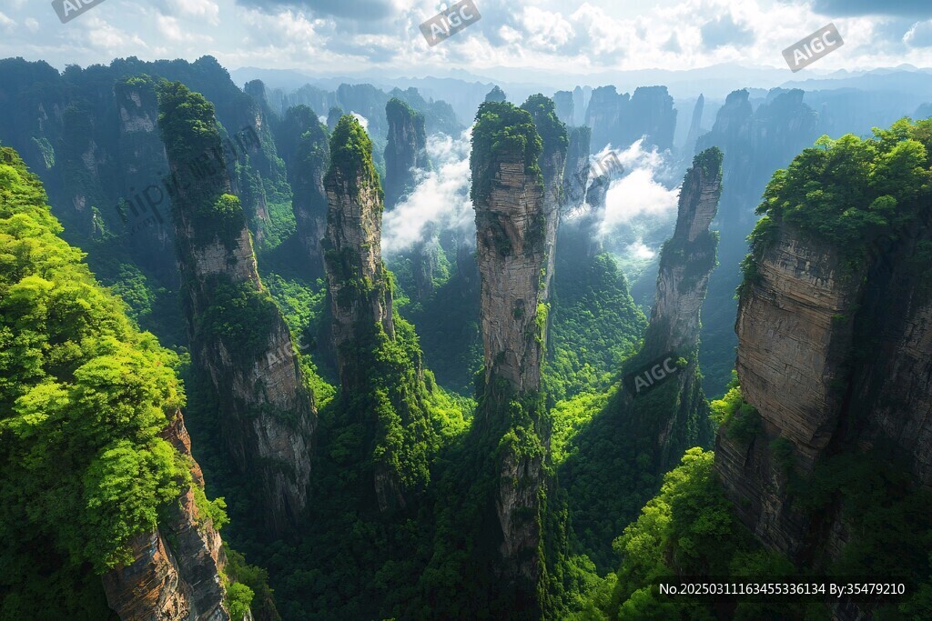 森林中的巍峨悬崖