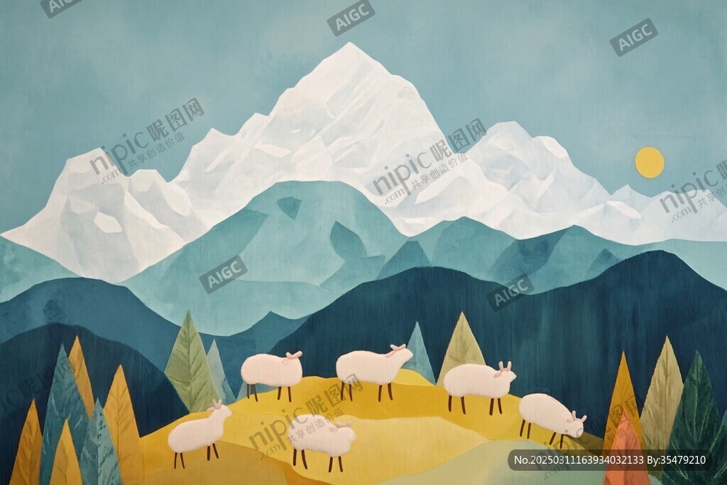 山羊与雪山
