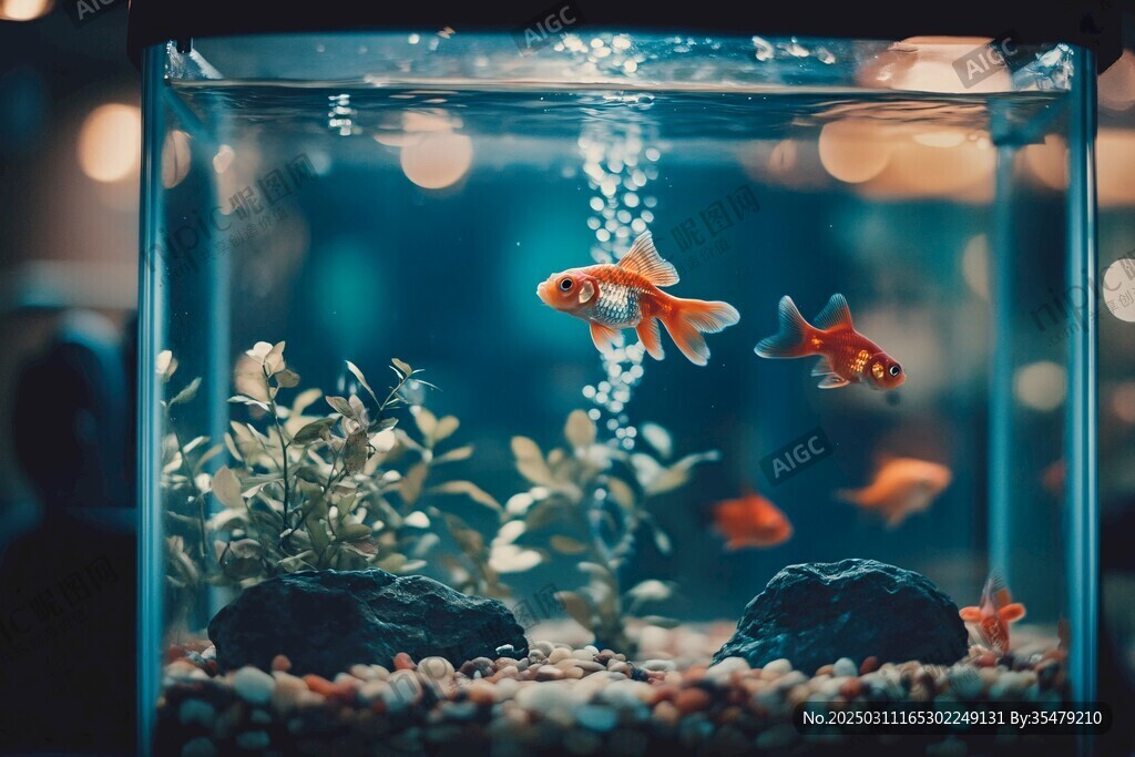 金鱼在水中游动的美丽画面