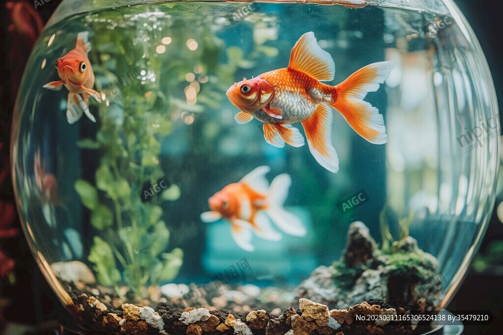 活力金鱼在水中舞蹈