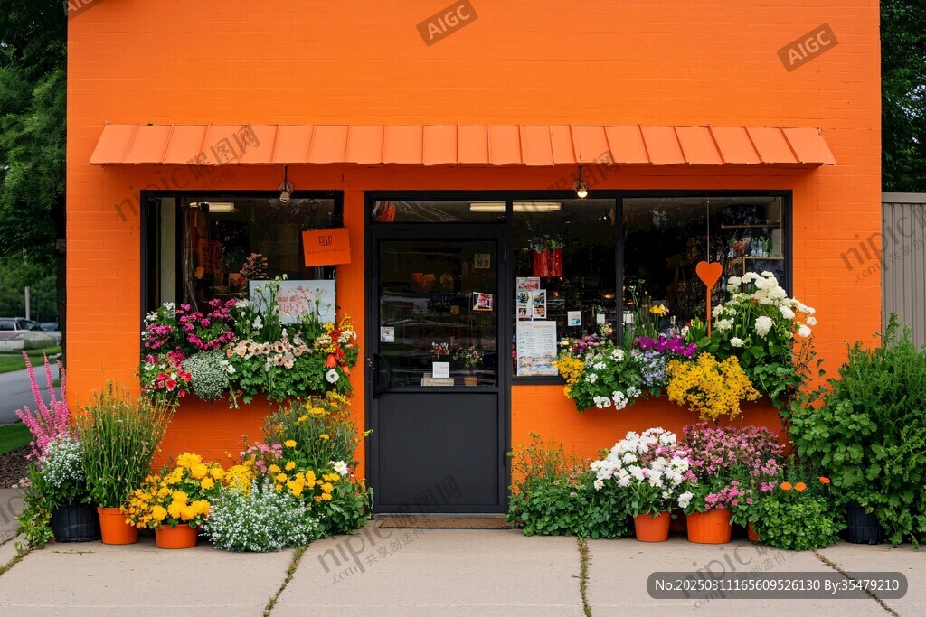 橙色花店 充满活力的色彩 吸引人的花卉展示