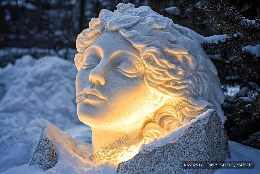 雪中女雕像