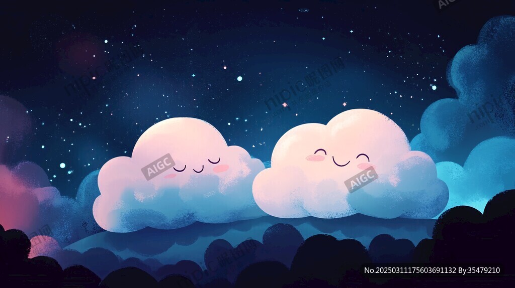 星空下的云朵伙伴