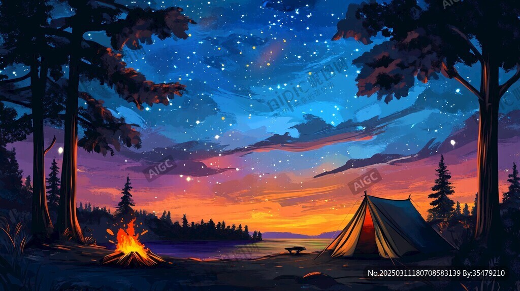 夜幕下的宁静营地